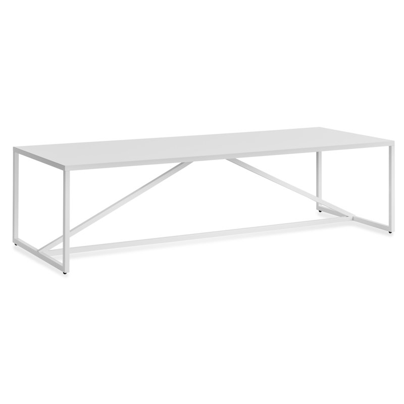 Strut Coffee Table, White, 14" H x 54" L x 20" W