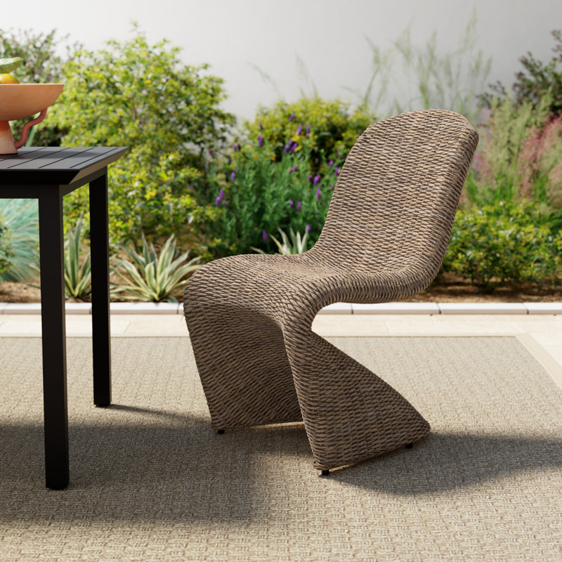 Daughtery Wicker Dining Side Chair, Gray Wash