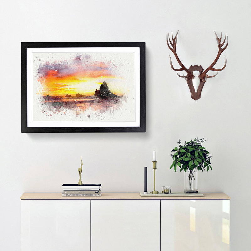 Martins Beach in California in Abstract - Picture Frame Graphic Art Print, Black, 60cm H x 91cm W x 2cm D
