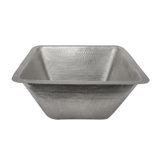 17" Large Square Hammered Copper Bar/Prep Sink in Nickel