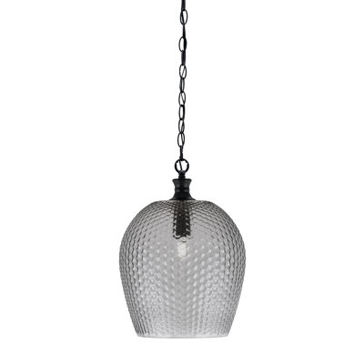 Quapaw Zola Chain Hung Pendant With 12" Smoke Textured Glass