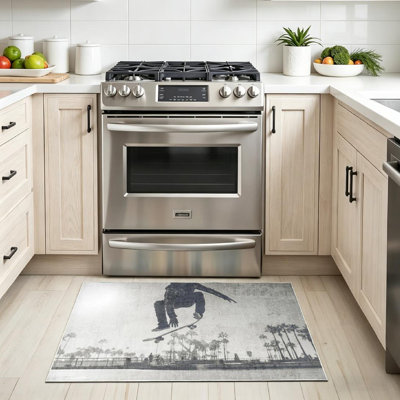 Tapis gris lavable à la machine Palm