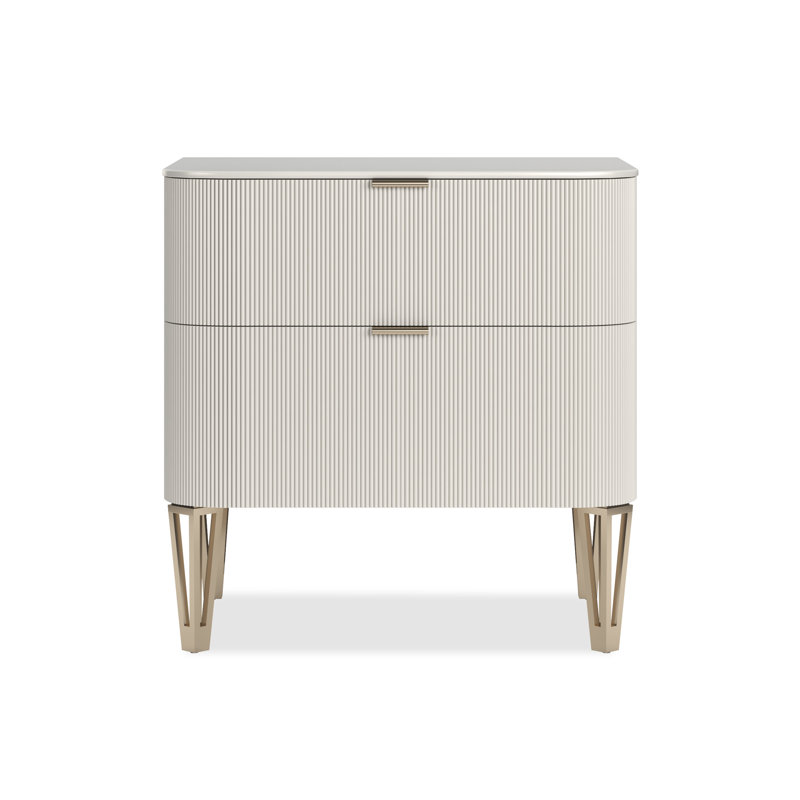 Love 2 - Drawer Solid Wood Nightstand, Beige