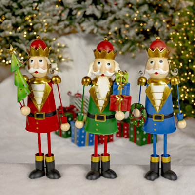 Ensemble de 3 figurines de casse-noisette en métal assorties "Le secret du père Noël"