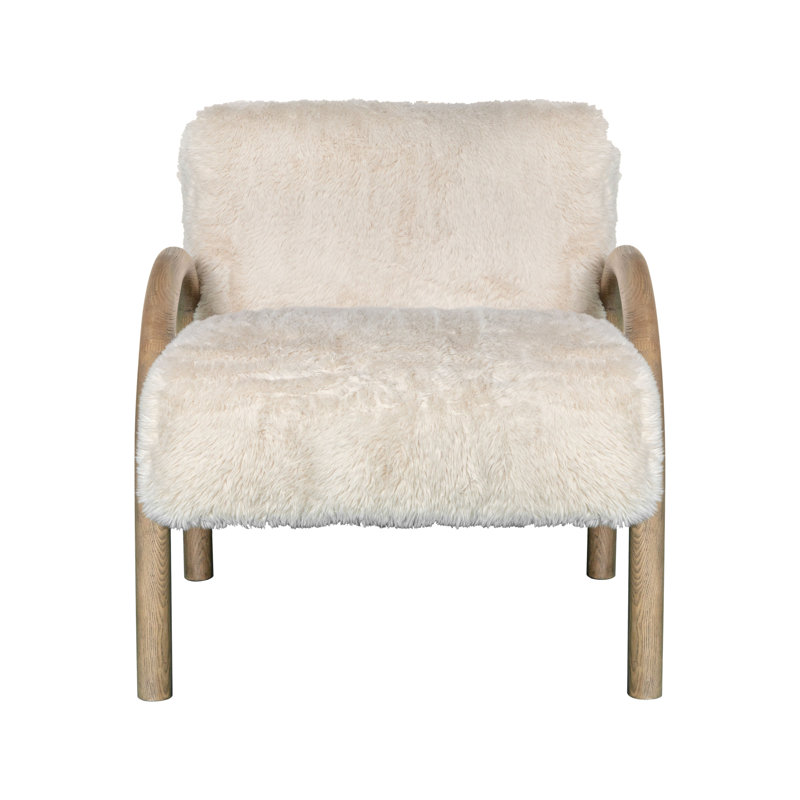 Fauteuil d'appoint Kameela, Naturel, Polyester blanc