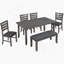 Table et chaises de salle à manger avec banc, ensemble de salle à manger en bois rustique, ensemble de 6-1886977227-1886977226