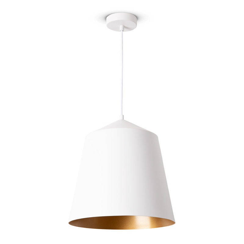 Cone pendant light 1-light Port, 178.5cm H x 19.5cm W x 19.5cm D, White/Gold