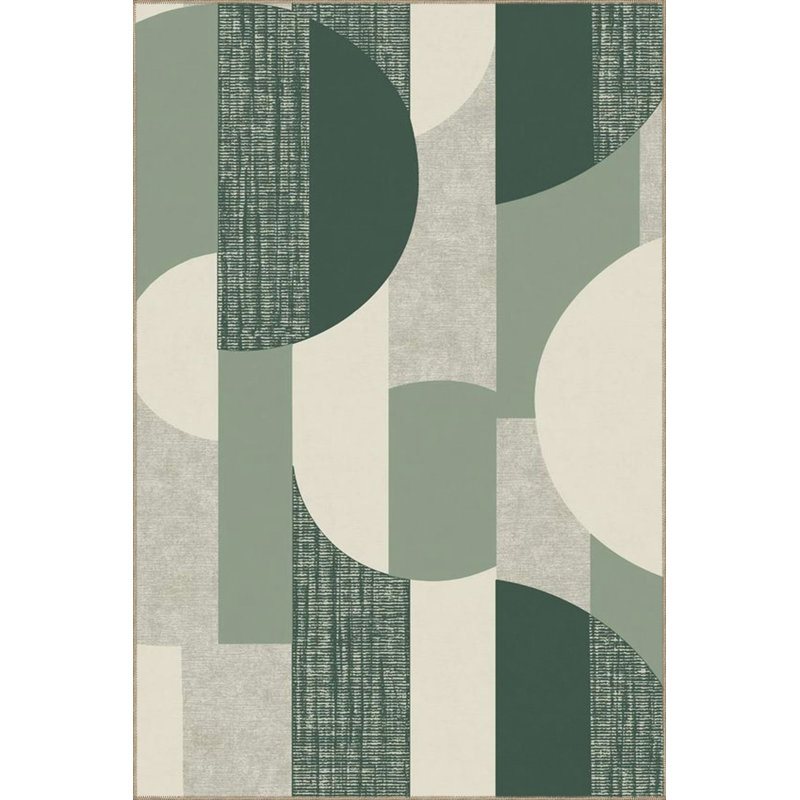 Tapis vert lavable à motif tissé à motif vert, Sous-tapis carré 3 pi 3 po inclus