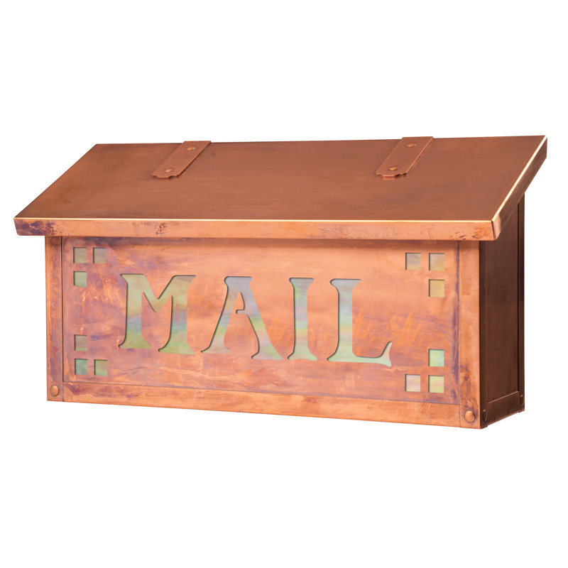 Pasadena Brass Wall Mounted Mailbox, Old Penny, Gold Iridescent