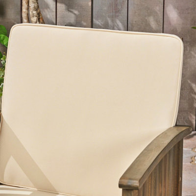 4 fauteuils club d'extérieur en bois pour patio, coussins couleur crème, finition grise, quatre fauteuils robustes à conception facile d'entretien avec balcon et terrasse