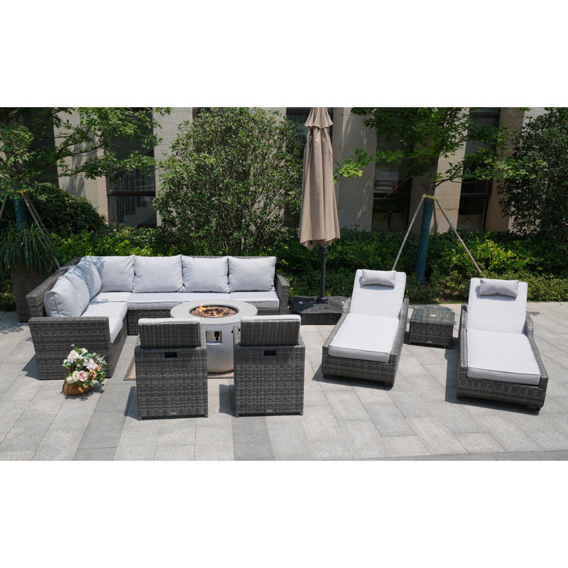 10 - Person Patio Conversation Set with Cushions