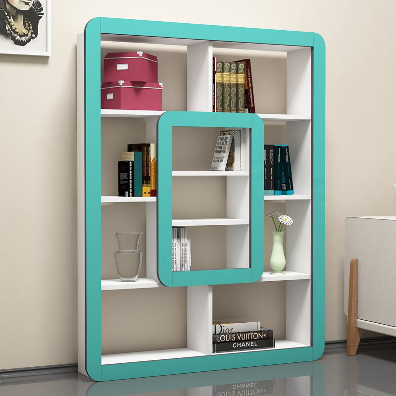 Rawson Bookcase, White/Turquoise