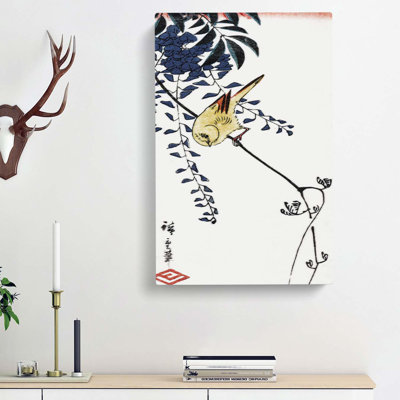 Canary & Wisteria by Utagawa Hiroshige - Wrapped Canvas