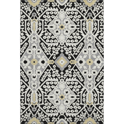 Premium Machine Washable Prisco Black Rug