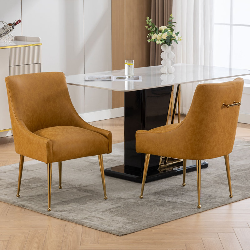 Chaise de salle à manger rembourrée Tymara, Moutarde
