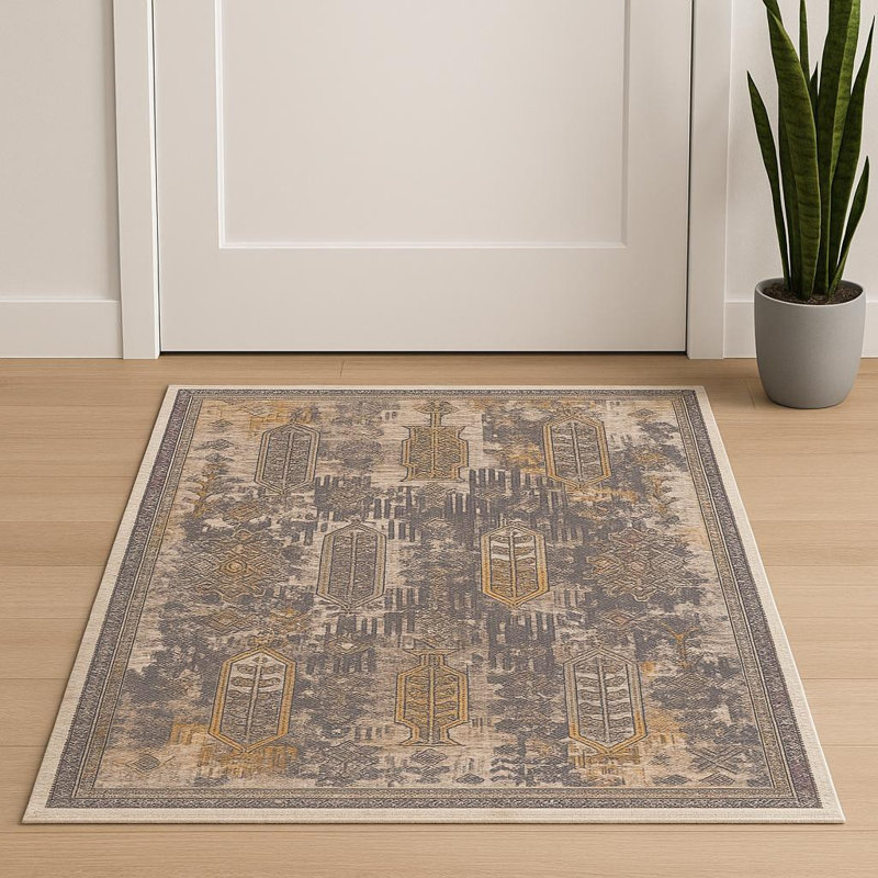 2' X 4' Gray And Beige Southwestern Area Rug