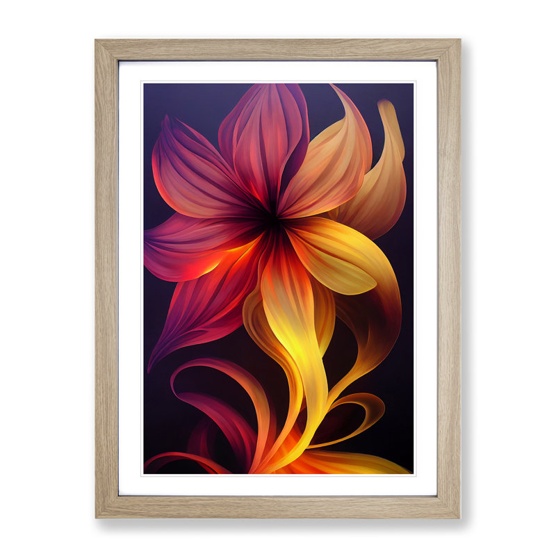 Flower Abstract No.1 - Wall Art, 64cm H x 46cm W x 2cm D, Oak Framed