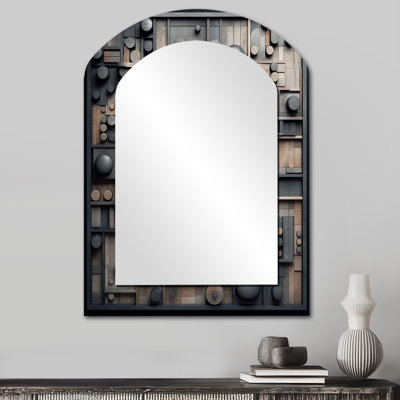Cubic Geometric Dreams II - Large Arched Wall Mirror On Metal