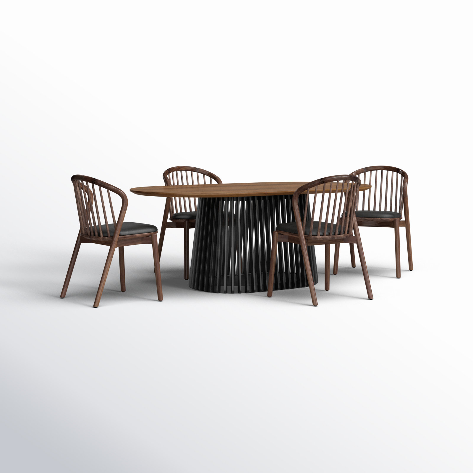 5 - Piece Extendable Dining Set, Walnut, Walnut