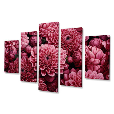 «Pink Chrysanthemums Gardens Collage II - Chrysanthemums Multipanel», art mural sur toile