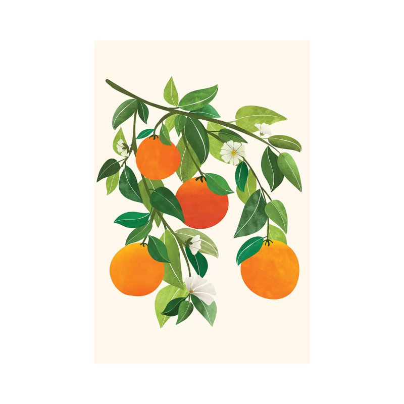 Oranges And Blossoms Ii by Modern Tropical - Wrapped Canvas Gallery-Wrapped Canvas Giclée, 20.32 cm H x 30.48 cm W