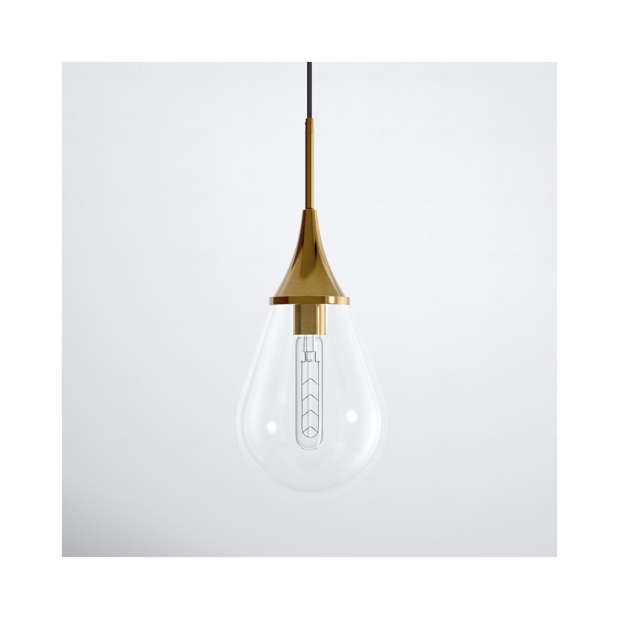 Hoye Single Light Glass Dimmable Pendant, Gold, 13.88"H x 8.63"W x 8.63"D, Clear