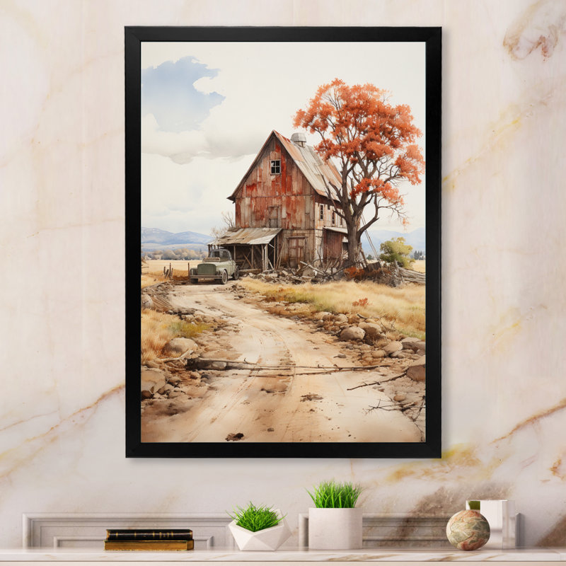 Tralon Barns Rustic Charm VI sur impression sur toile, Cadre photo noir, H 20 po x l 12 po x P 1 po