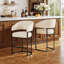 Tabouret de bar moderne de 26 po, base en similicuir blanc et métal noir, tabouret de bar à hauteur de comptoir.-133682348-133682350