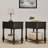 Set Of 2 Narrow End Tables With Drawer And Shelf, Solid Wood Sofa Side Tables, 2-Tier Skinny Table With Storage For Small Space Living Room And Bedroom-319529534-319529473