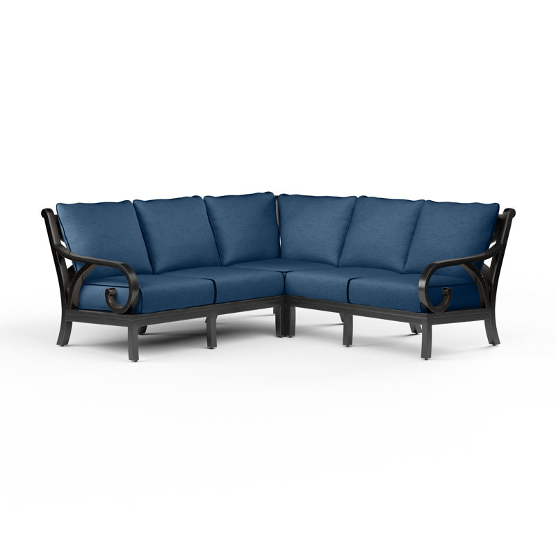 Canapé modulaire faisant face à la gauche avec coussins Sunbrella Monterey, Sunbrella® Echo Midnight