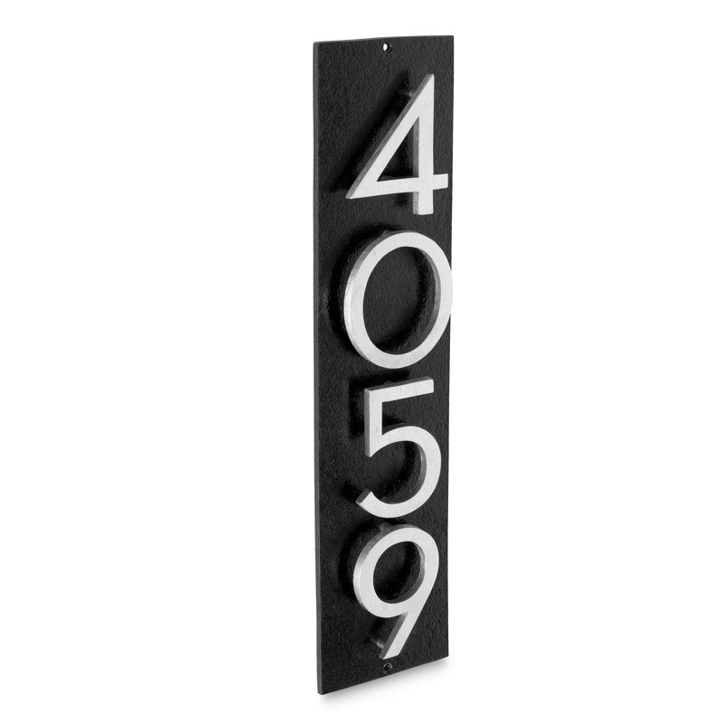 Plaque d’adresse murale flottante linéaire, Noir, Oui, Blanc