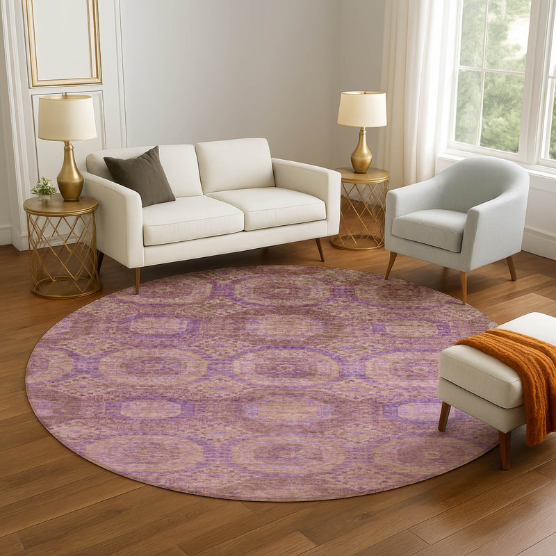 Premium Machine Washable Mayfield AMF1925 Panels Rug, Round 8'