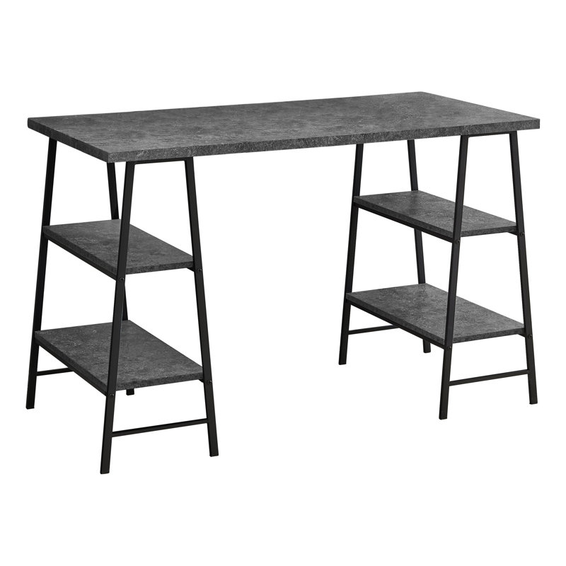 Allyssa Computer Desk, Home Office, Laptop, Storage Shelves, 48"L, Work, Metal, Laminate, Gray Stone/Black