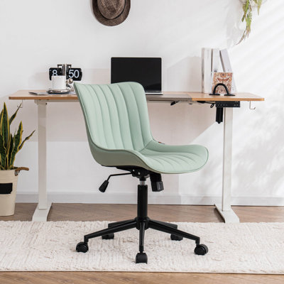 Chaise de bureau pivotante en cuir véritable avec roulettes Brionni