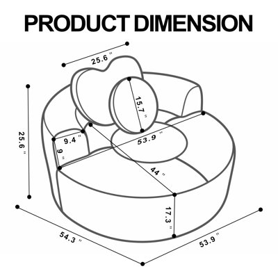 53.9'' W Round Chaise Lounge Chair with Pillow