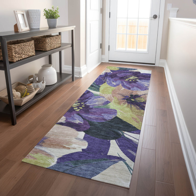 Machine Washable Indoor/Outdoor Claudian ACN1490 Purple Rug