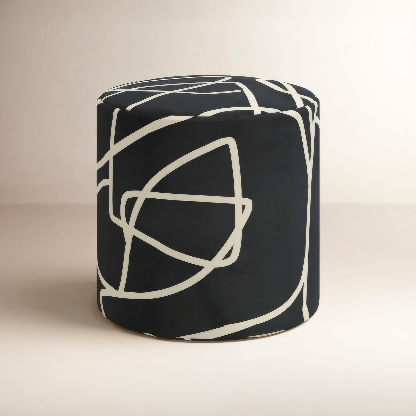 Orlando Upholstered Ottoman, Black Cotton
