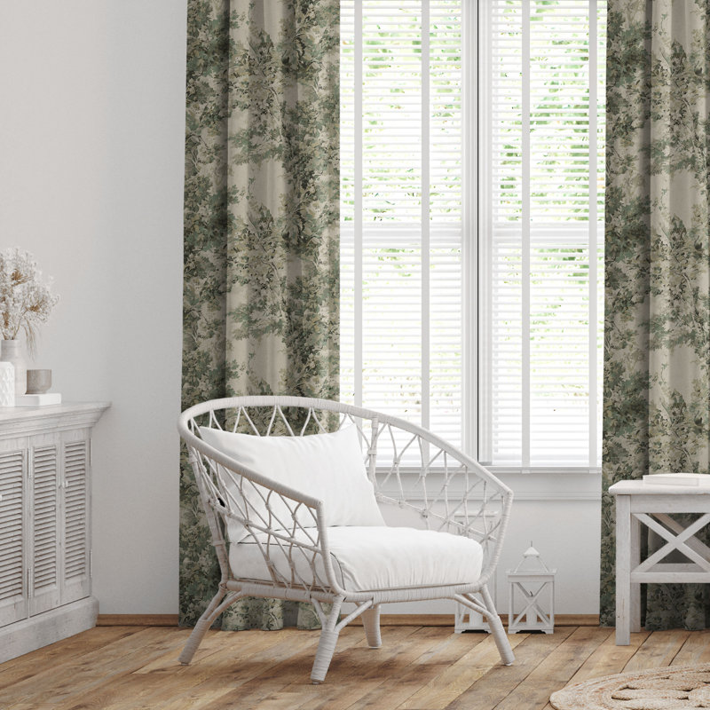 Dolce  Spring Green Cotton Grommet Top Drapery Panel Set of 2, 50" W x 108" L