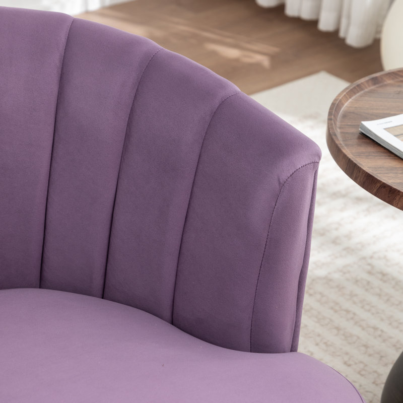 Fauteuil demi-tonneau pivotant Stanford, Mauve