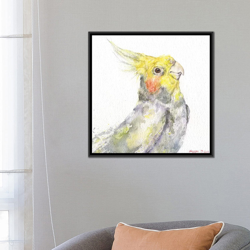 Art sur toile perroquet, Cadre noir, H 26 po x l 26 po x P 1,5 po