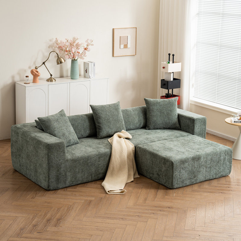 Canapé modulaire avec chaise longue en L, Vert