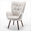 Fauteuil à oreilles de style Mid-Century moderne avec capitonnage à boutons et pieds en bois massif-1006176205