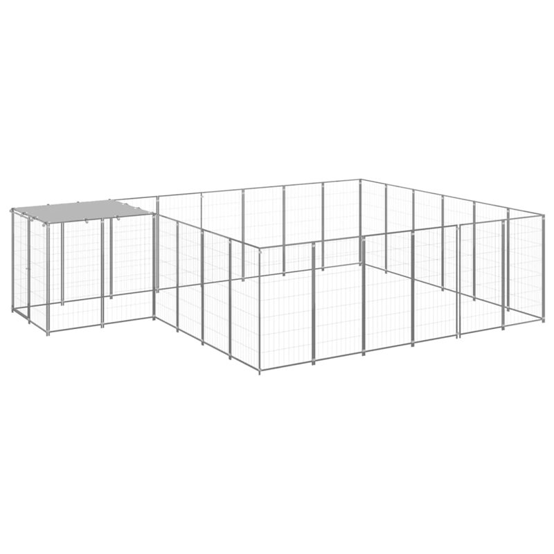 Pollard 43.31cm H Metal Yard Kennel With Door, Silver