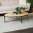 Cole And Grey Marble Living Room Beige Coffee Table With Black Metal Support