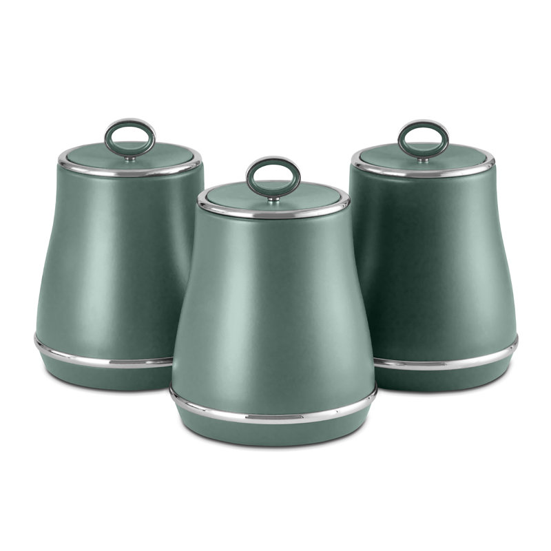 Renaissance Metal Jar - Set of 3, Green