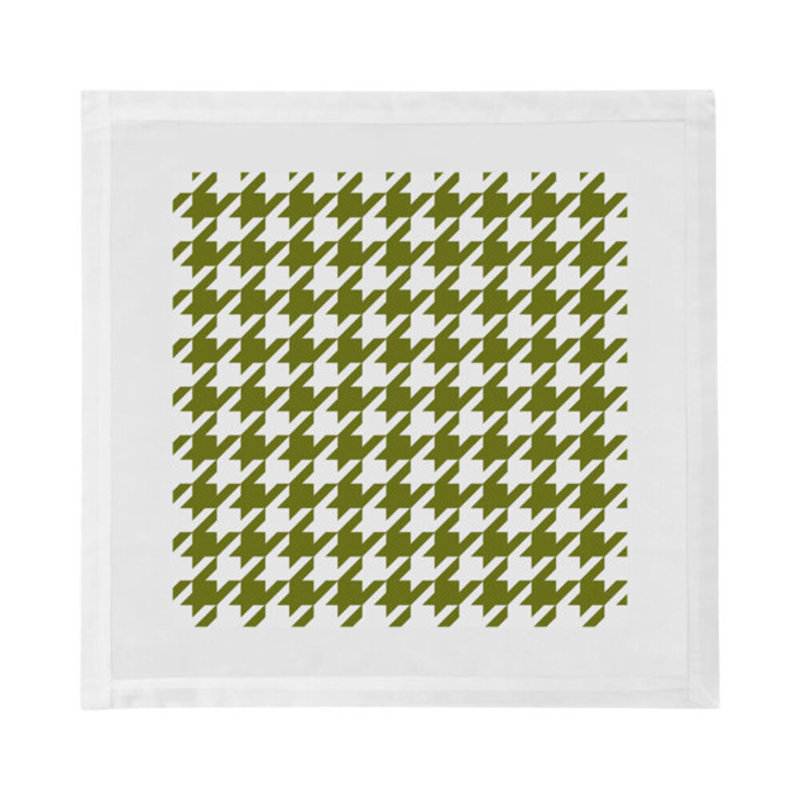 Houndstooth Cotton Blend Square Napkins, Green White
