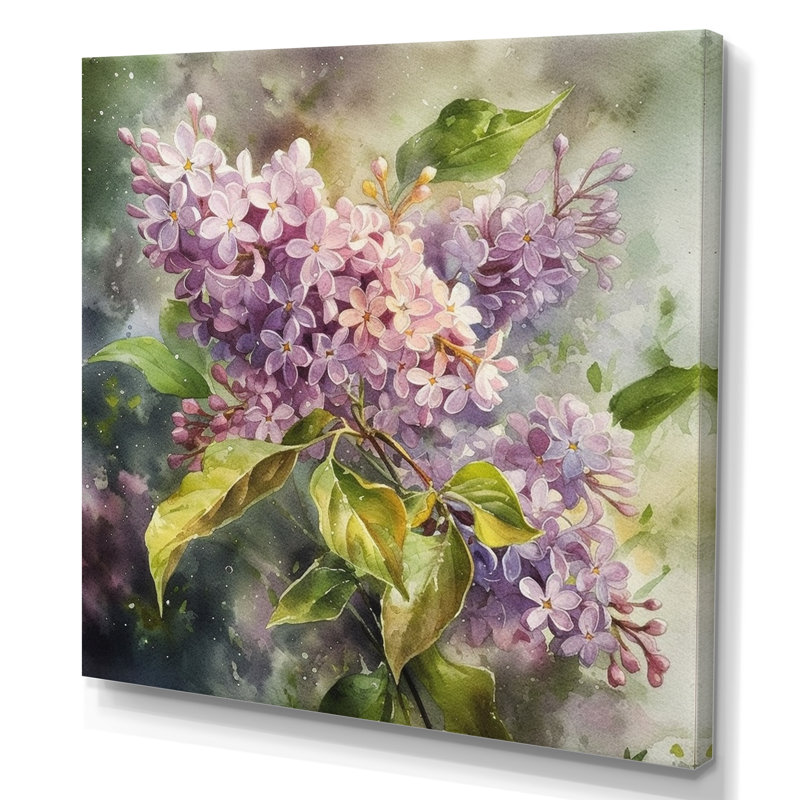 Mauve, vert, lilas II - imprimé, H 24 po x l 24 po x P 1 po, Toile tendue