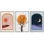 "Style méditerranéen, lune, soleil, arbre, variété, nature, illustrations abstraites, art moderne, décor bohème chic", 3 pièces-100780911-100780913