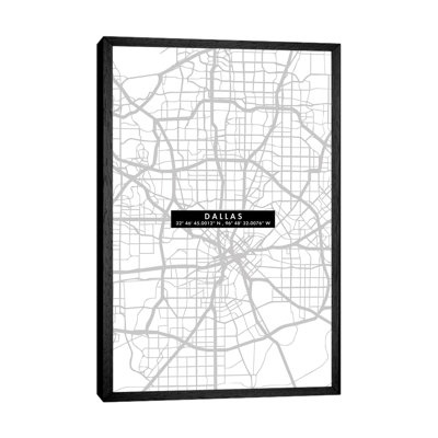 Dallas City Map Minimal - Print on Canvas