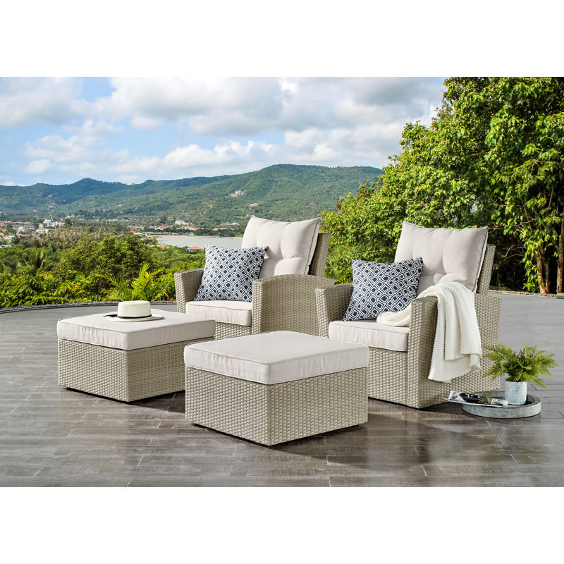 Wicker Outdoor Lounge Chair with Ottoman